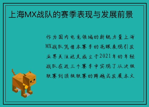 上海MX战队的赛季表现与发展前景